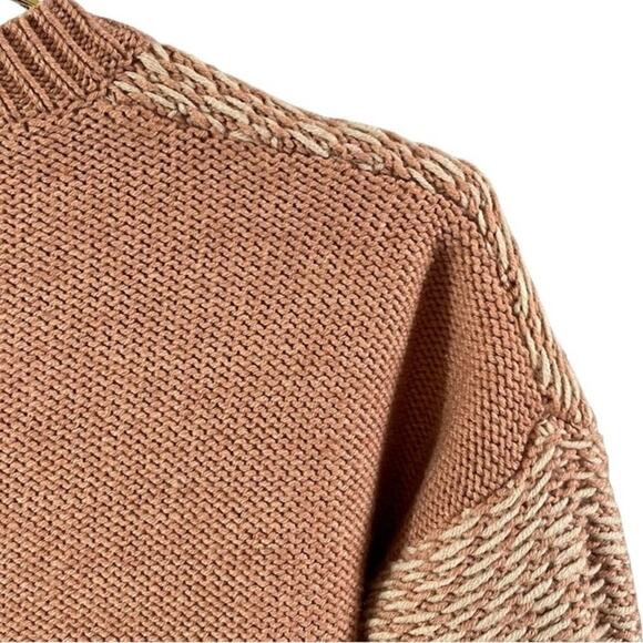 Madewell Fringe Reverse-Diamond Pullover Sweater Mauve/Rosey Pink- Size Medium - Picture 4 of 8